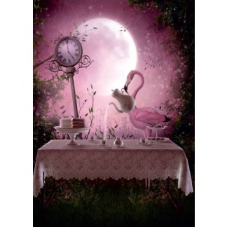 2023 Postcard "Fantasy garden with flamingo"