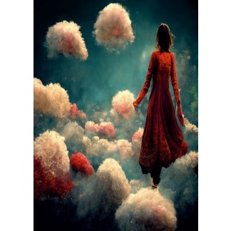 2504 Postcard "Woman on clouds" (2)