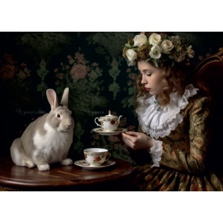 3069 Postcard "Teatime with bunny"