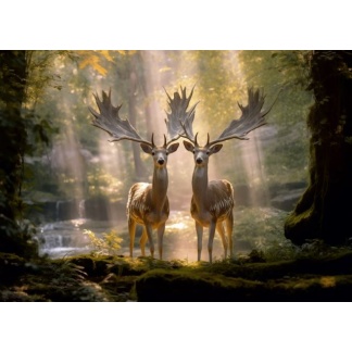 3074 Postcard "Graceful deers"