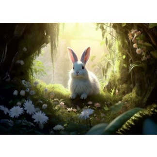 3076 Postcard "Fluffy bunny"